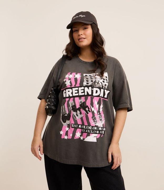 Camiseta Estonada com Estampa Green Day Curve & Plus Size - 1