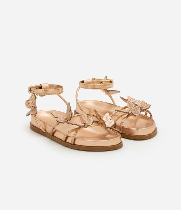 Sandália Infantil Metalizada com Borboletas Aplicadas - Tam 28 ao 33 - 1