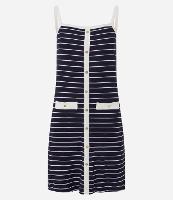 Vestido Curto em Ribana Listrada com Botões - 1