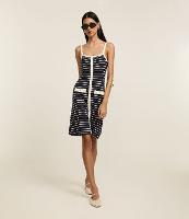 Vestido Curto em Ribana Listrada com Botões - 2