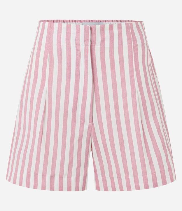 Short Runner em Tricoline Listrado com Elástico no Cós - 1