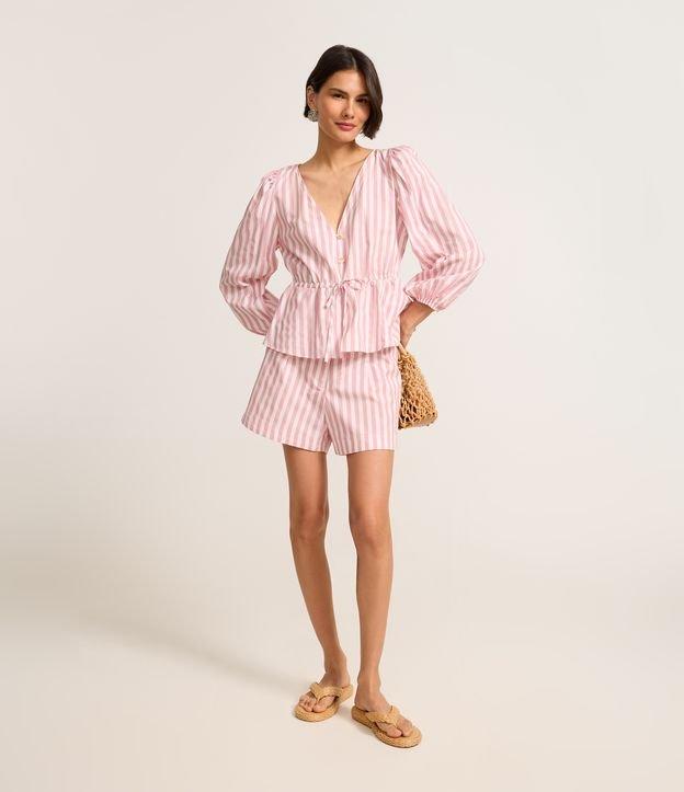 Short Runner em Tricoline Listrado com Elástico no Cós - 2