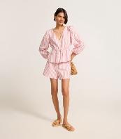 Short Runner em Tricoline Listrado com Elástico no Cós - 2