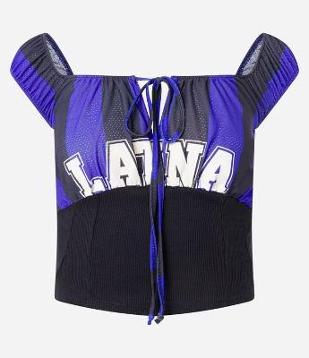 Blusa Corset Sportcore Listrada e Lettering Latina