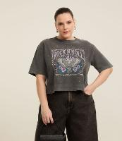 Camiseta Boxy Estonada com Estampa Rock and Roll Curve & Plus Size - 2