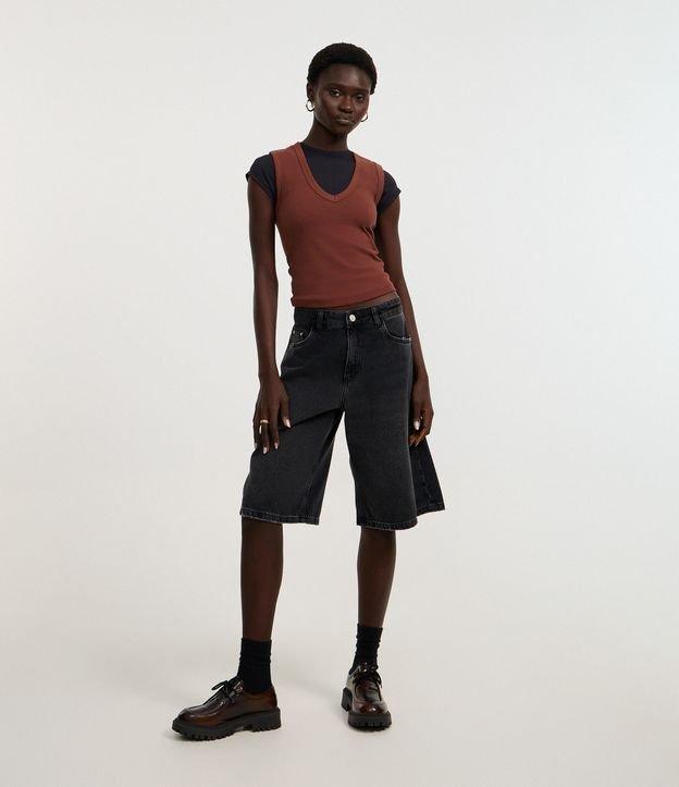 Blusa Básico em Ribana com Decote V - 2