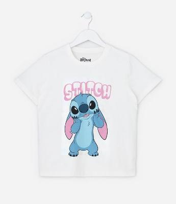 Camiseta Infantil com Estampa do Stitch - Tam 5 a 14 Anos