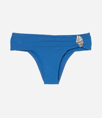 Biquíni Calcinha Pala Larga Canelada com Aviamento de Flor