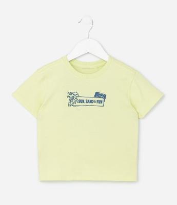 Camiseta Infantil Estampa Frente e Costas de Praia - Tam 1 a 6 Anos