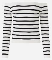 Blusa em Poliamida Seamless Listrada e com Decote Ombro a Ombro - 1