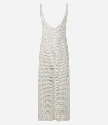 Saída de Praia Vestido com Efeito Crochê