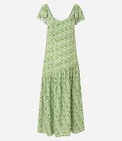 Vestido Longo em Chalis com Estampa de Tucanos e Babado Assimétrico - 1