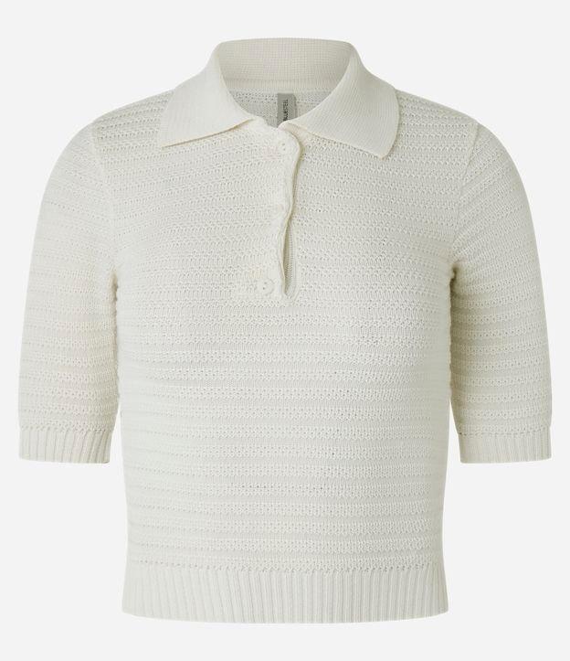 Blusa Polo em Tricô com Botão na Gola - 1