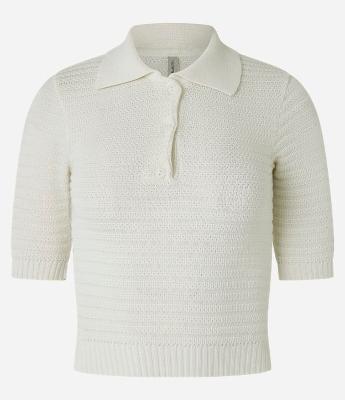 Blusa Polo em Tricô com Botão na Gola