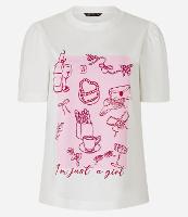 Blusa Slim em Algodão com Estampa Just A Girl e Manga Bufante - 1