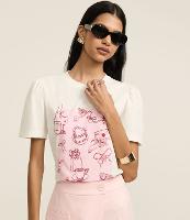 Blusa Slim em Algodão com Estampa Just A Girl e Manga Bufante - 2