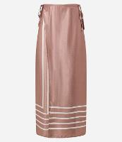 Saída de Praia Saia Transpassada Acetinada com Estampa de Listras - 1