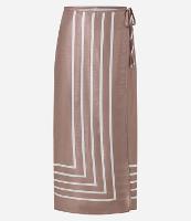 Saída de Praia Saia Transpassada Acetinada com Estampa de Listras - 2