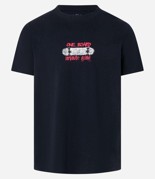 Camiseta Regular em Algodão com Estampa de Gato Skatista - 1