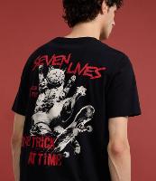 Camiseta Regular em Algodão com Estampa de Gato Skatista - 3