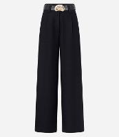 Calca Pantalona em Viscolinho com Cinto de Fivela Martelado - 1