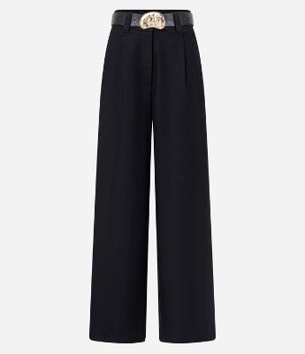 Calca Pantalona em Viscolinho com Cinto de Fivela Martelado