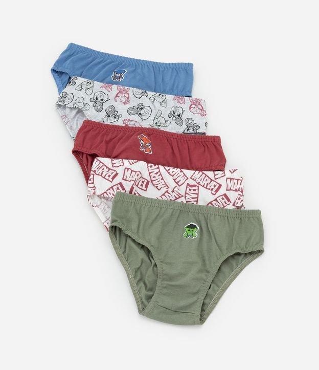Kit 05 Cuecas Slip Infantil com Estampa Mini Heróis - Tam 2 a 6 Anos - 1