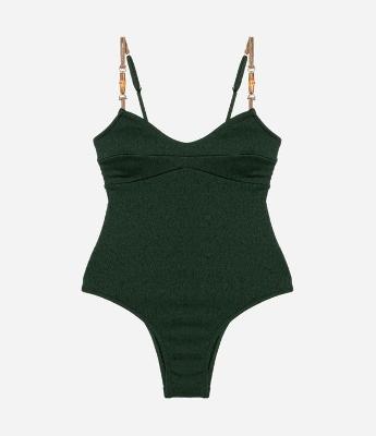 Maiô em Microfibra Texturizada com Alça Elástico e Aviamento de Bambu Natural