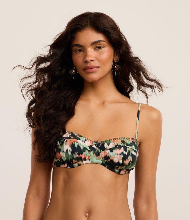 Biquíni Top Meia Taça em Microfibra com Estampa Tie Dye e Costura Contrastante - 2