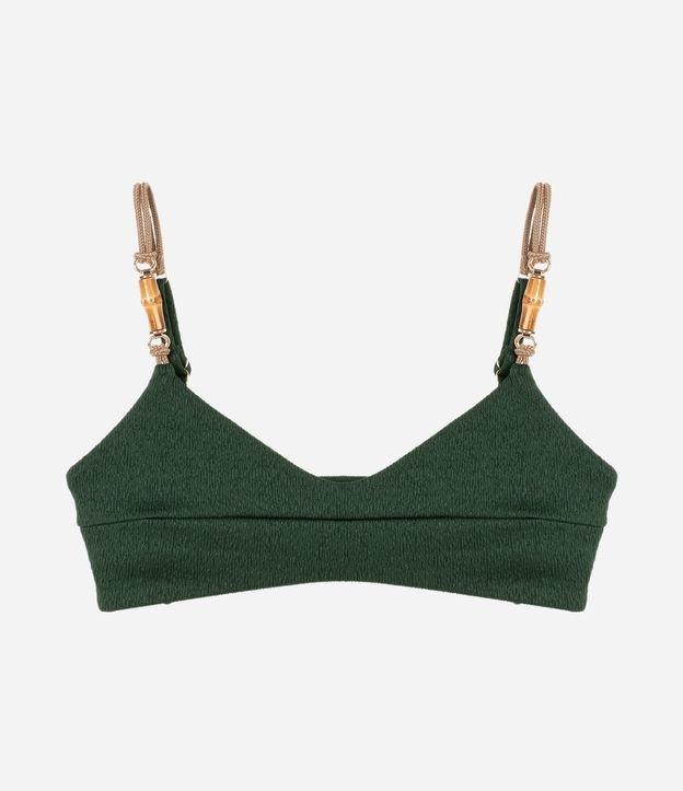 Biquíni Top Camisetinha em Microfibra Texturizada com Alça Elástica e Aviamento de Bambu Natural - 1