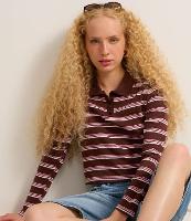 Blusa Listrada com Gola Polo e Manga Longa - 2