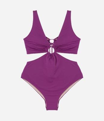 Maiô em Microfibra Texturizado com Argola Curve & Plus Size