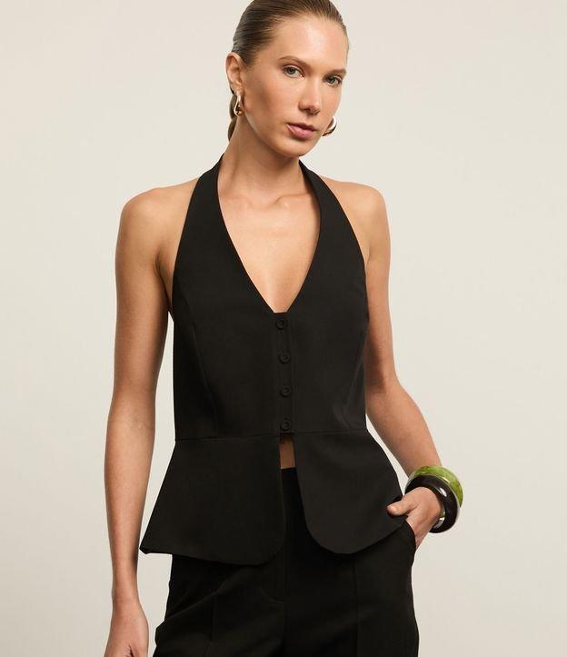 Colete Peplum Frente Única Alfaiatado com Botões - 2