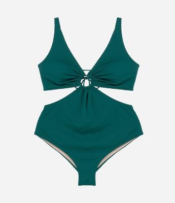 Maiô em Microfibra Texturizada com Argola Curve & Plus Size