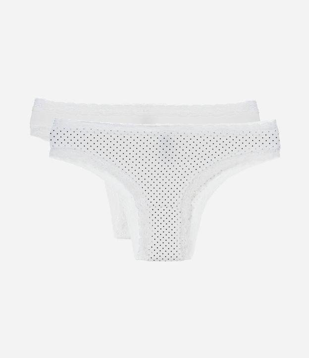 Kit 02 Calcinhas Biquíni em Cotton com Detalhe de Renda - 1