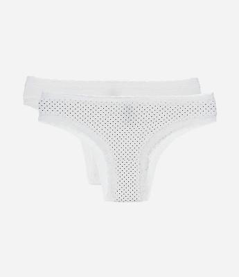 Kit 02 Calcinhas Biquíni em Cotton com Detalhe de Renda