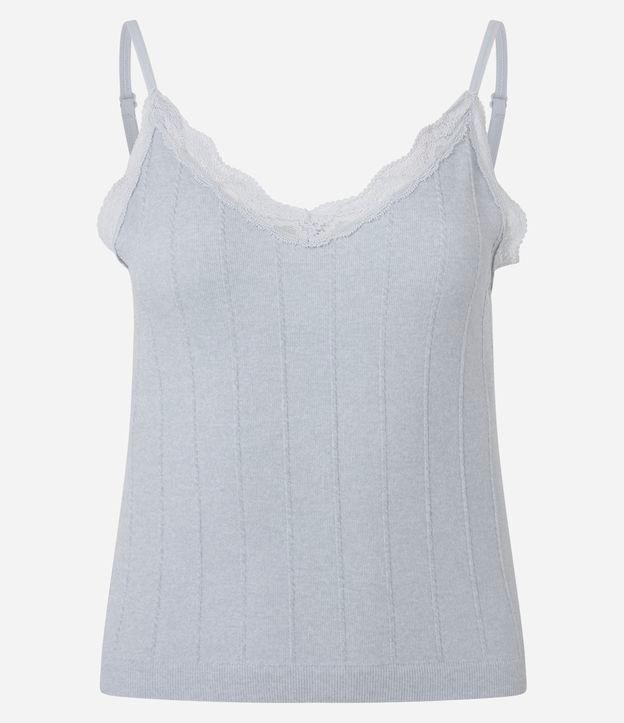 Blusa de Pijama Alcinha Seamless com Renda e Textura Trançada - 1