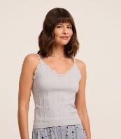 Blusa de Pijama Alcinha Seamless com Renda e Textura Trançada - 2