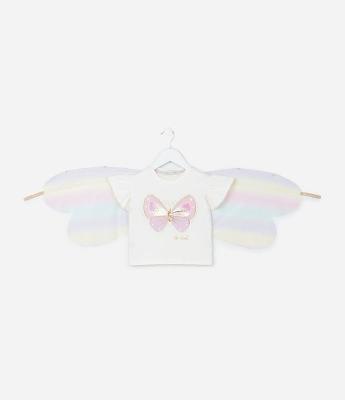Blusa Infantil com Asas e Estampa de Borboleta - Tam 1 a 6 Anos