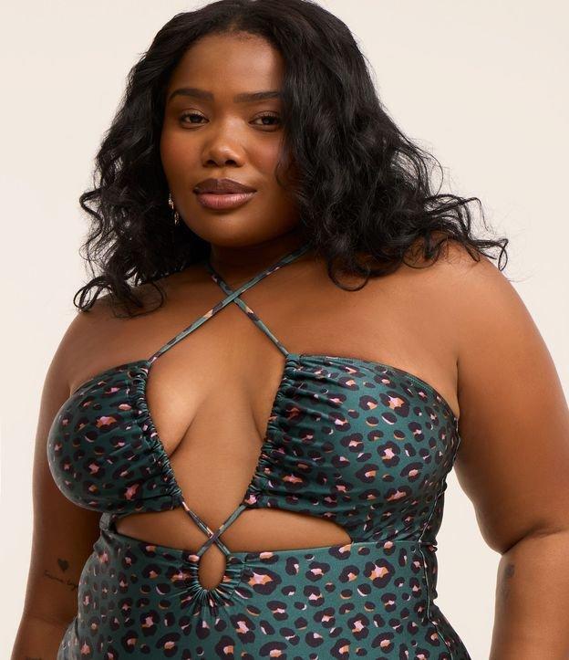 Maiô em Microfibra com Amarração e Estampa Animal Print Brilhosa Curve & Plus Size - 1