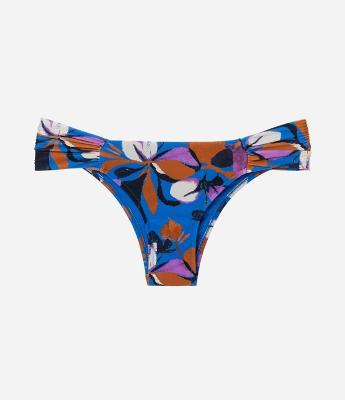 Biquíni Calcinha Lateral Drapeada em Microfibra com Estampa Floral