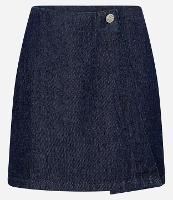 Short Saia em Jeans Raw com Botão de Flor Metalizado - 1