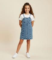 Vestido Infantil Jeans com Botões - Tam 5 a 14 Anos - 2