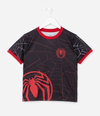Camiseta Esportiva Infantil com Estampa Homem-Aranha - Tam 4 a 10 Anos