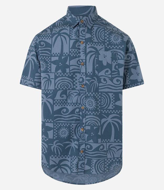 Camisa Relaxed em Tricoline com Estampa Tropical - 1