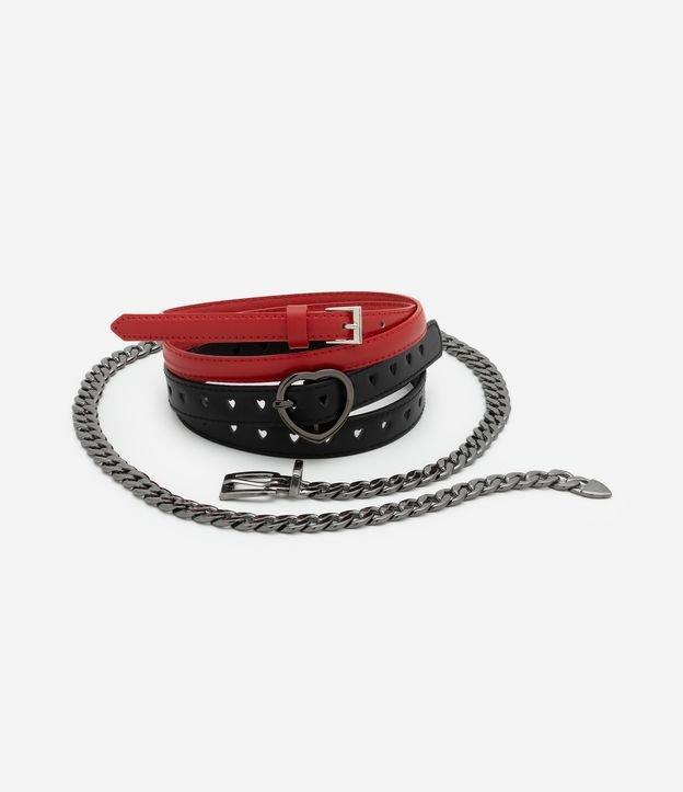 Kit 03 Cintos Diversos com Correntes e Coração - 1