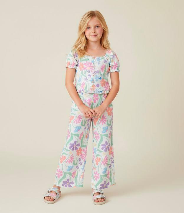 Blusa Infantil com Manga Bufante e Estampa Floral - Tam 5 a 14 Anos - 2