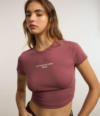 Blusa New T-shirt em Algodão com Lettering Not Inspired Today