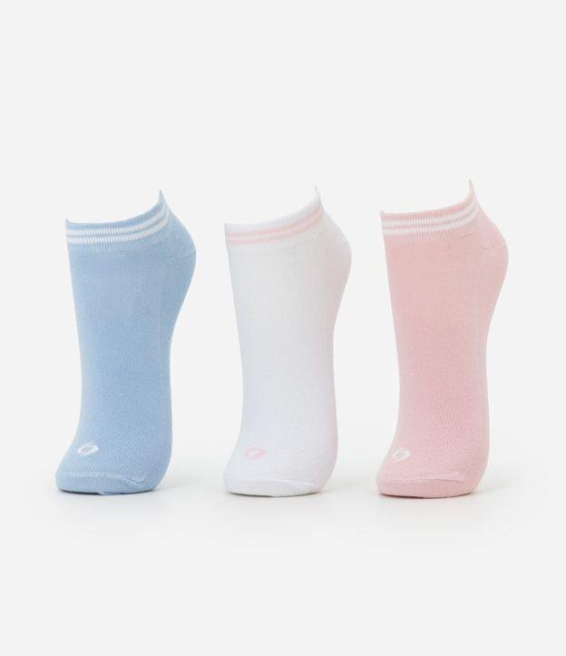 Kit 03 Meias Cano Baixo Esportivas em Algodão com Punho Listrado - 1