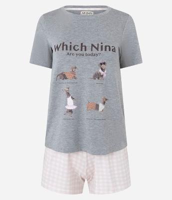 Pijama Short Doll em Viscose com Estampa de Cachorrinho